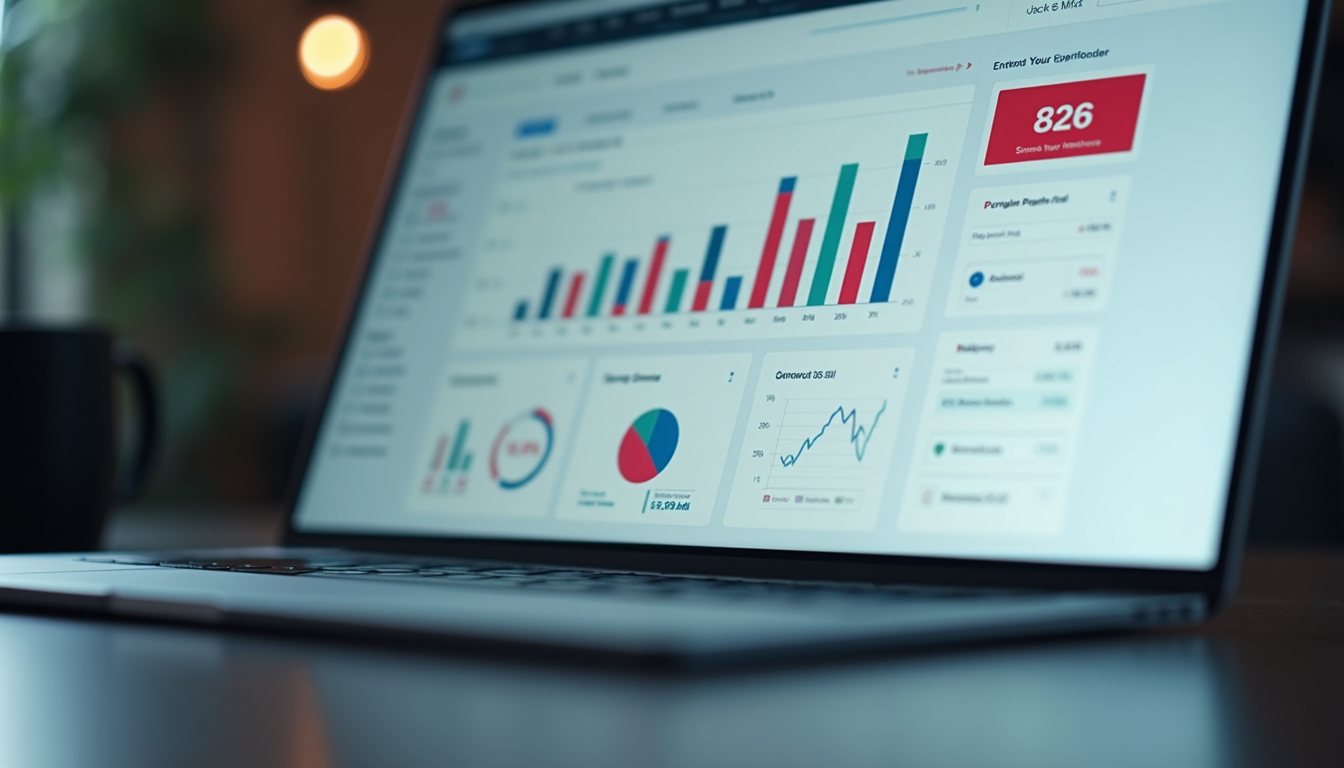 Close-up of a laptop screen showing a clean financial dashboard